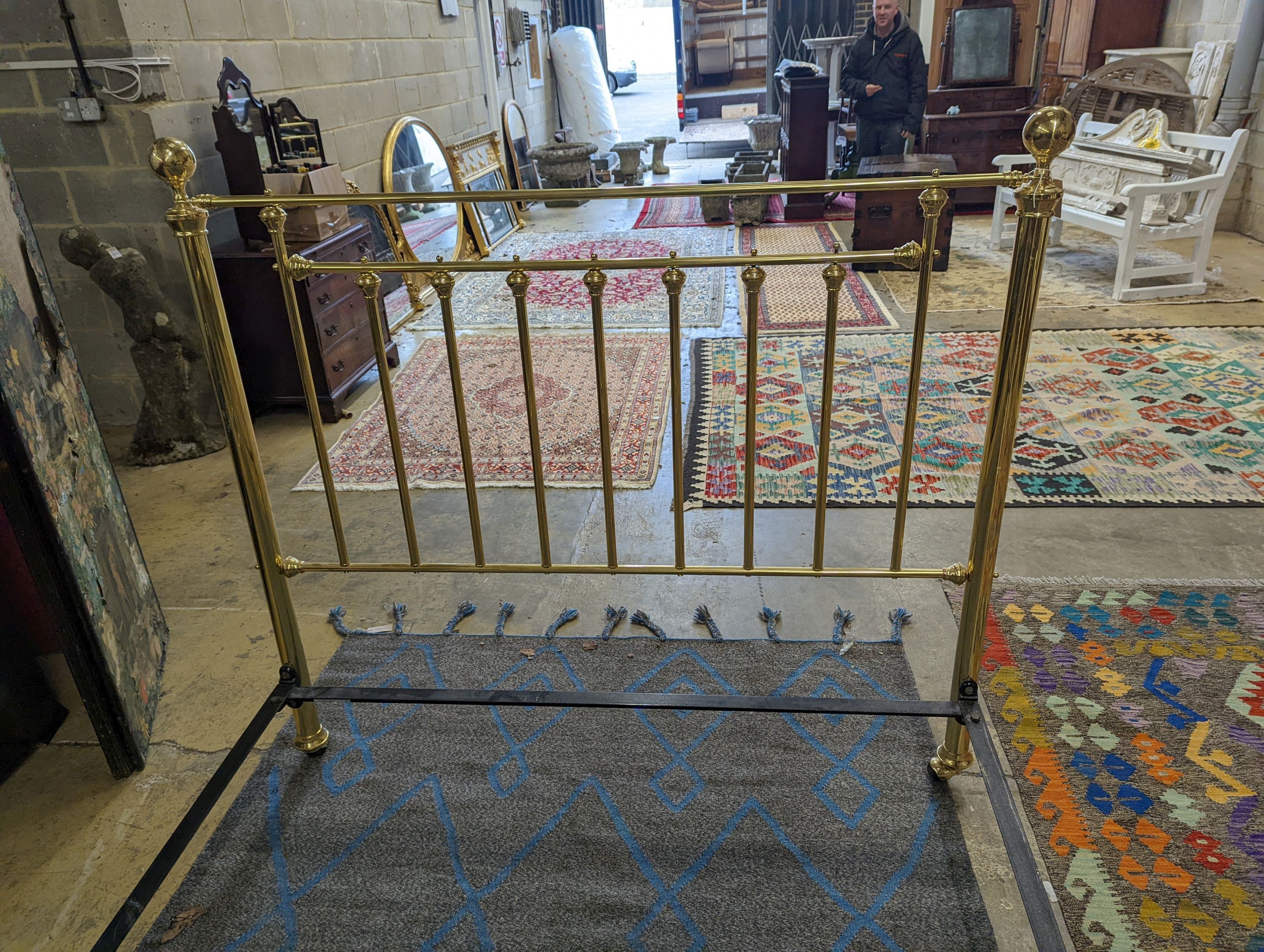 A Victorian style brass double bed frame, width 151cm, length 208cm